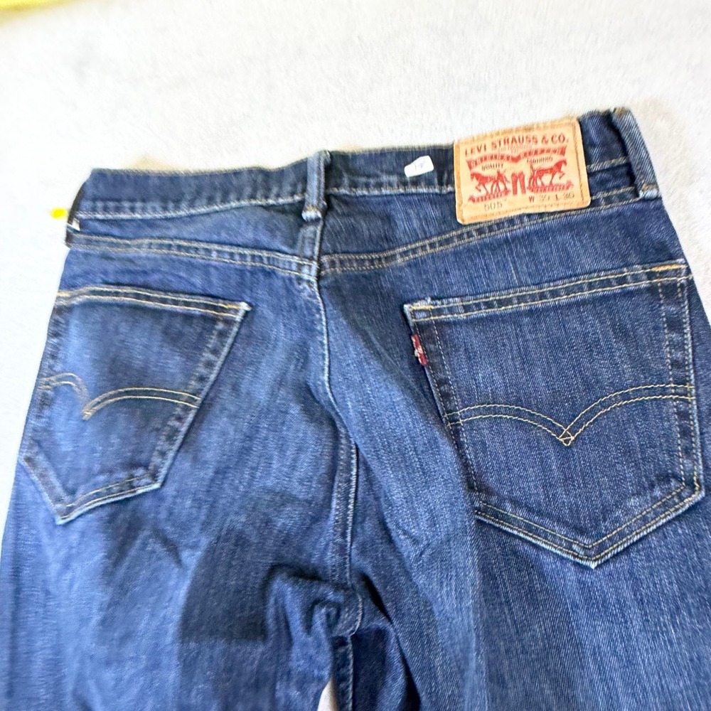 Levis 505 Regular Fit Straightโ Leg Jeans Dark Indigo Blue Mens 30x30 Denim